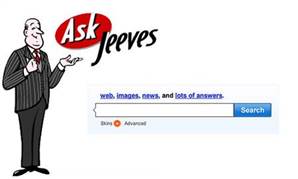 screenshot of ask jeeves, an early search engine